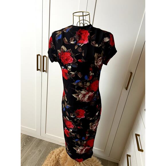 Unique Vintage Dresses & Skirts - Unique Vintage Black Red Floral Dress Size XL